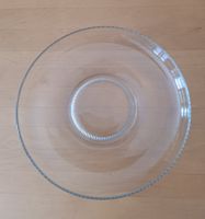 Vintage Glasplatte rund mit geripptem Rand
