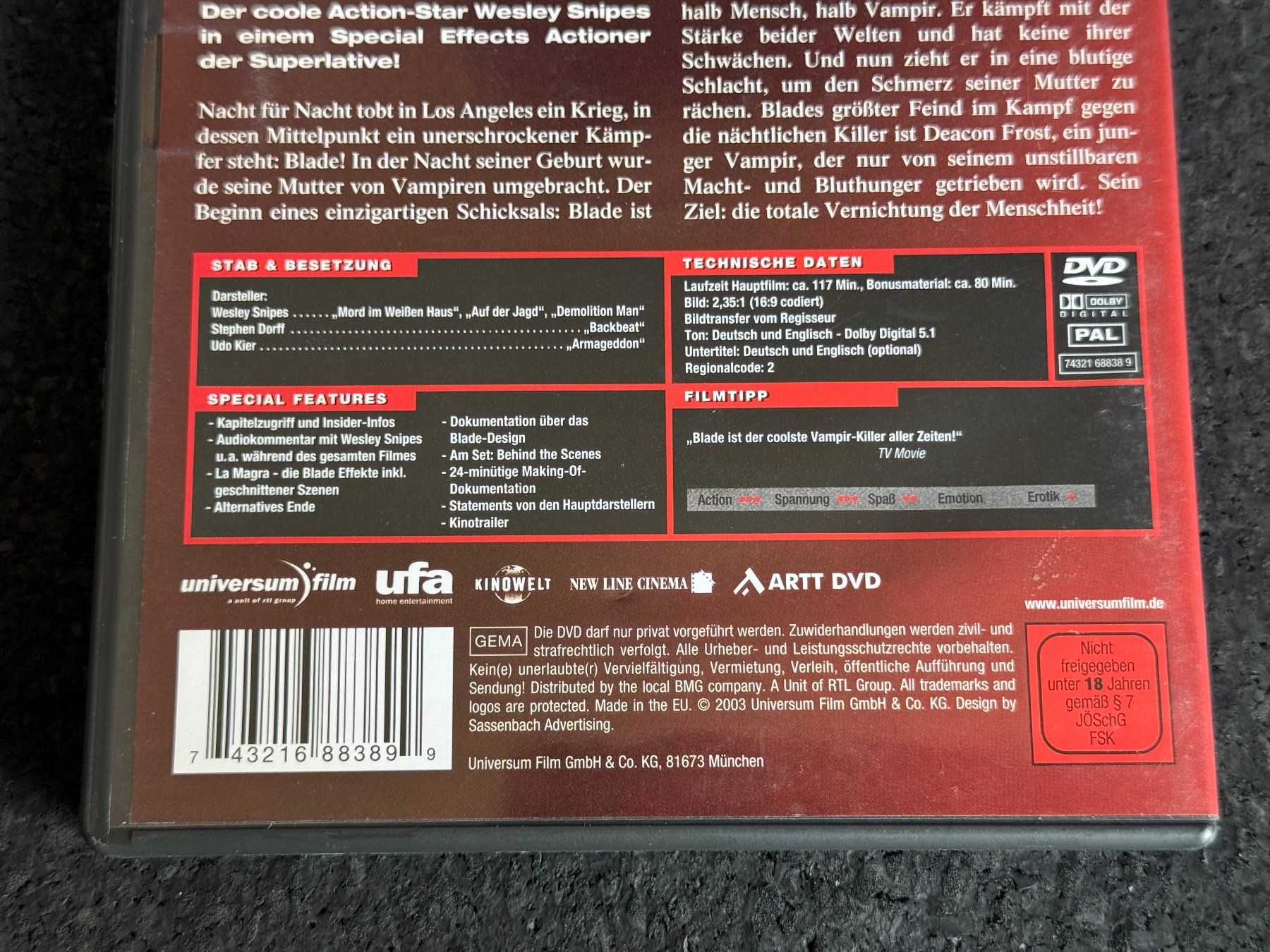 Alle DVDs: BLADE DVD DE/EN Wesley Snipes – Gebraucht aus Fribourg von tschjoly 3