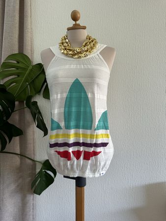 Adidas Débardeur Blanc Taille 36 Logo Multicolore