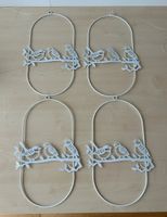 4 Metall Deko-Objekte Vögel auf Ast, zum Aufhängen