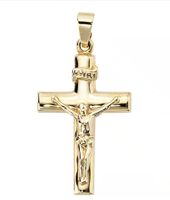 Anhänger Kreuz Jesus, 333 Gold mit Kette s925