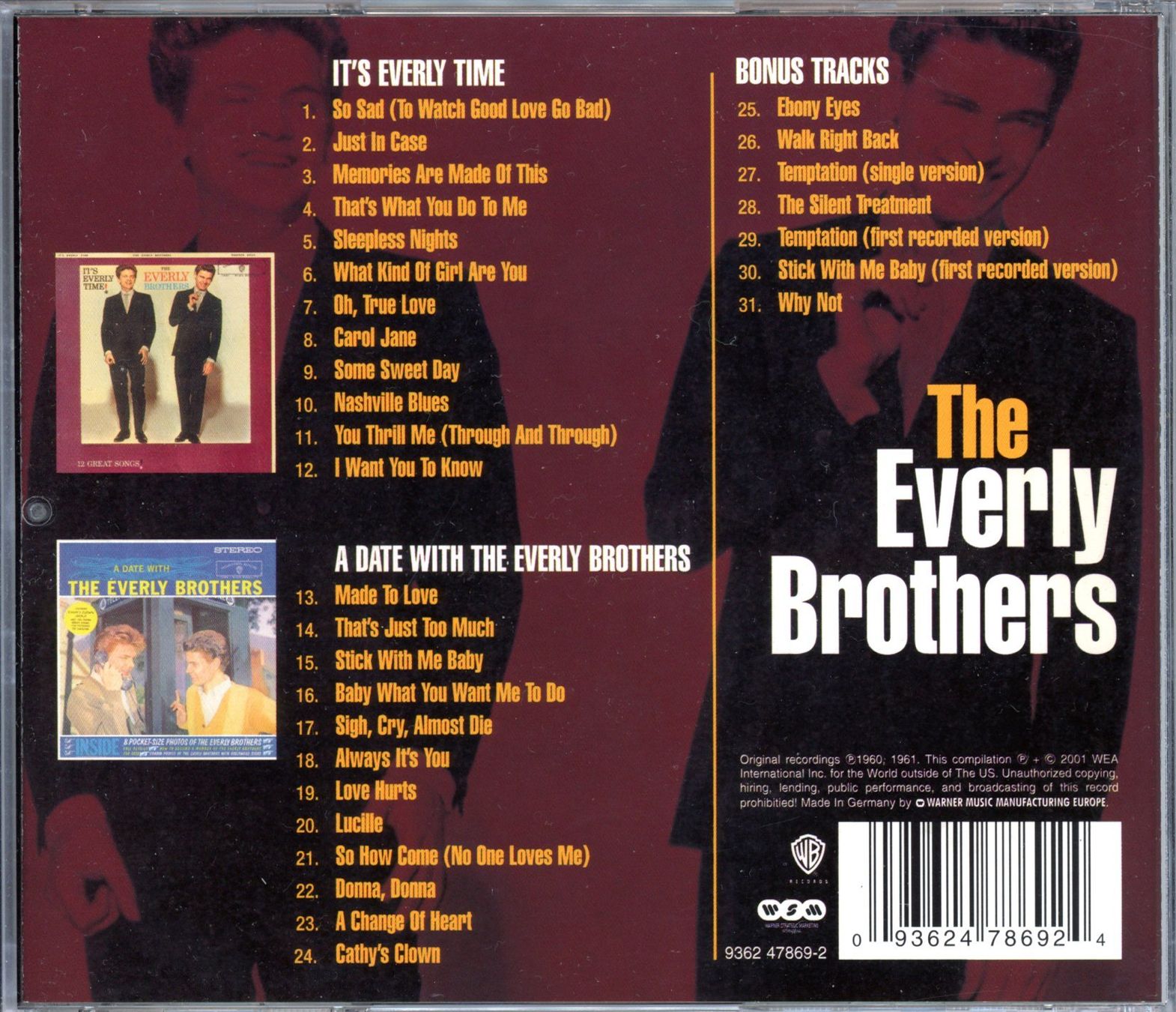 CD: CD-THE EVERLY BROTHERS It's Everly Time & A Date With The EB – Nuovo (secondo la descrizione) da Morges venduto da evnocha3 2