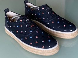LOUIS VUITTON Navy Canvas Stoff Sneakers Espadrille 43.5 NEU