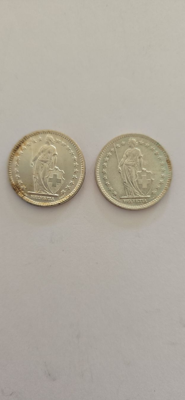 Alle Münzen: piece 2 x 2.- Fr 1946 - 1947 – Gebraucht aus Fribourg von yan_z5fr 1