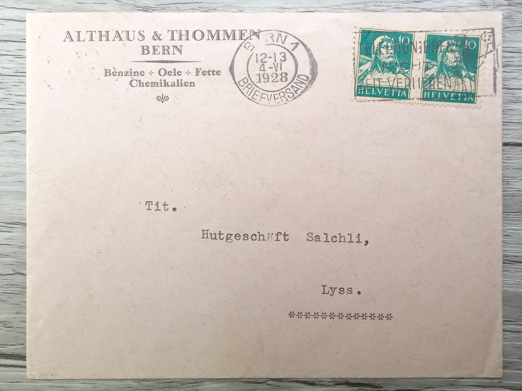 Tous les timbres: TR52 Enveloppe + Timbre Suisse 1928 – D'occasion à Cousset par Patrick_Collections