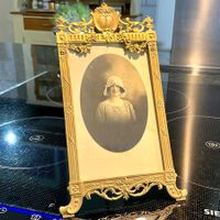 JUGENDSTIL FOTORAHMEN ZINKGUSS BRONZIERT GLAS FRANCE,1900