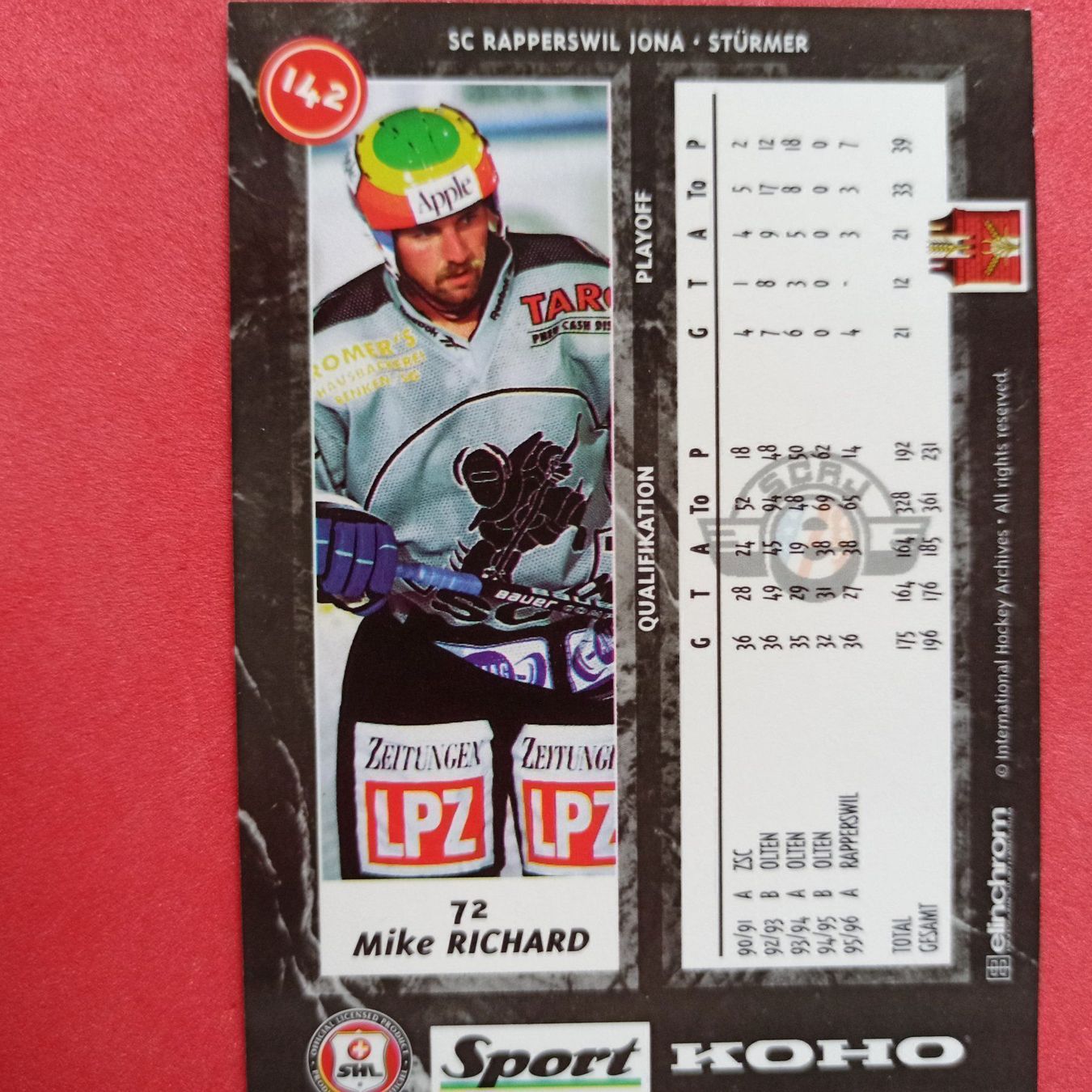 Carte collezionabili: Mike Richard - RAPPERSWIL - 1996/97 – Usato da Dübendorf venduto da kb86_MOVIE 1