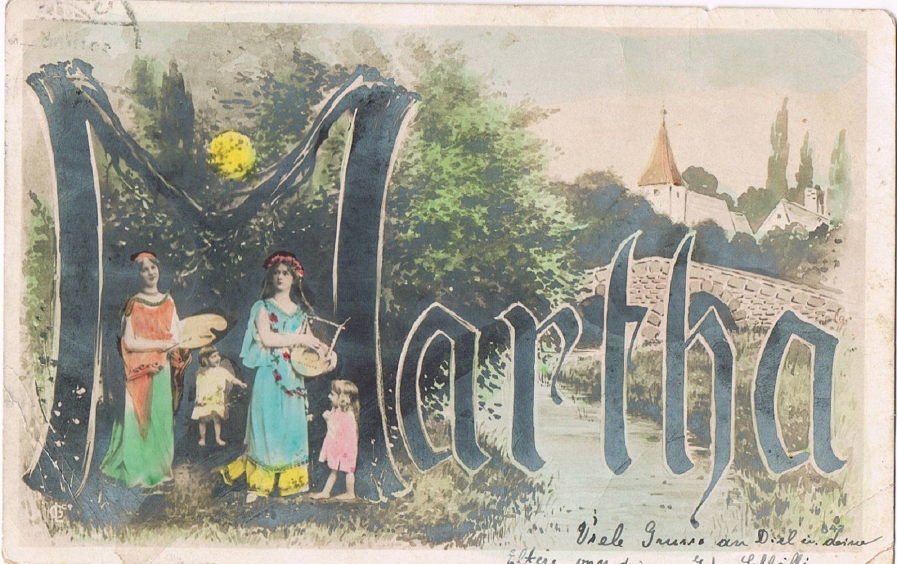 Cartoline postali: MARTHA Namens-Ansichtskarte, alt ! – Usato da Buchs AG venduto da Baerfisch