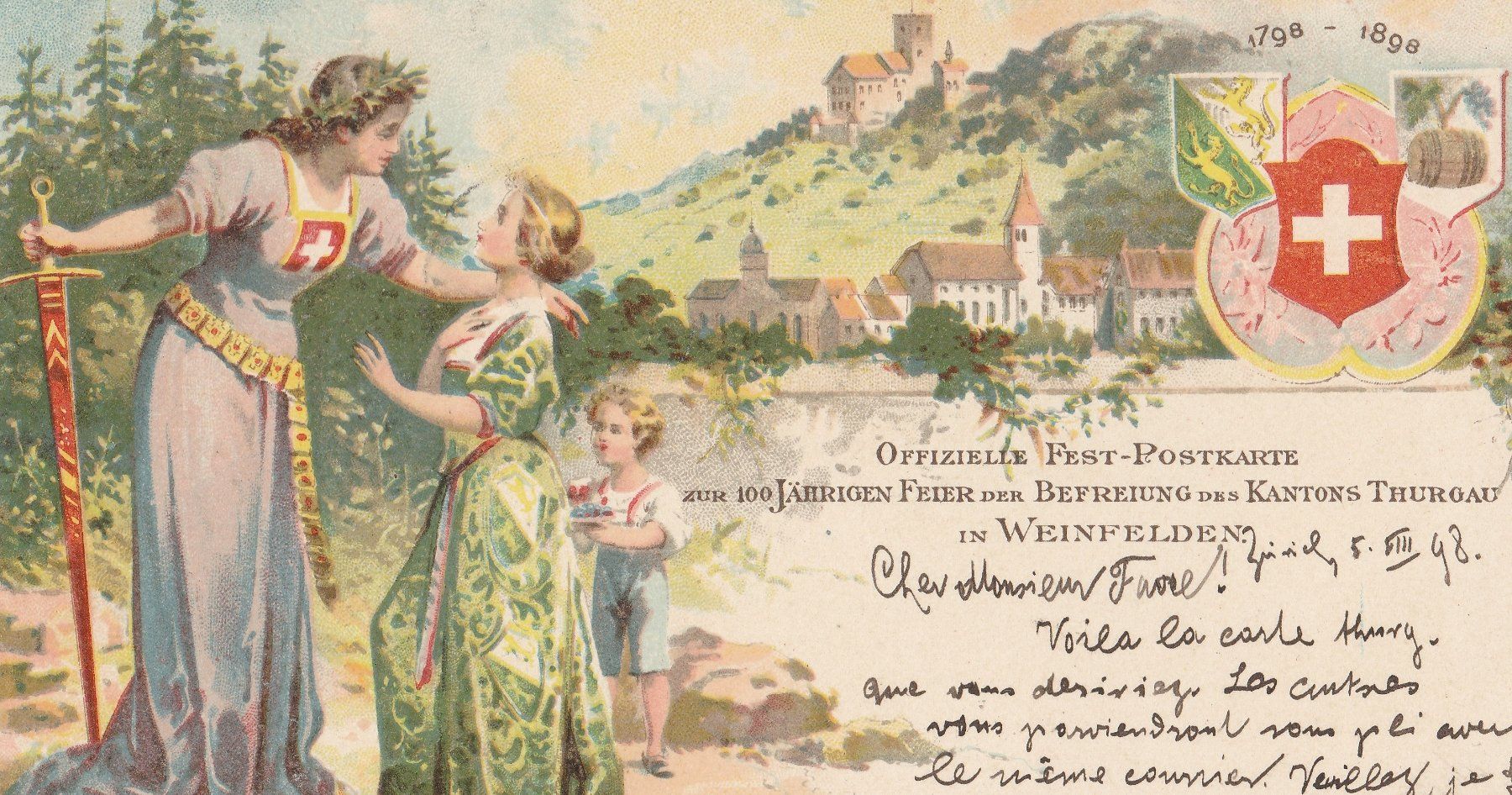 Cartoline postali: Weinfelden - (1898) – Usato da Fällanden venduto da Blausegelfliege 2
