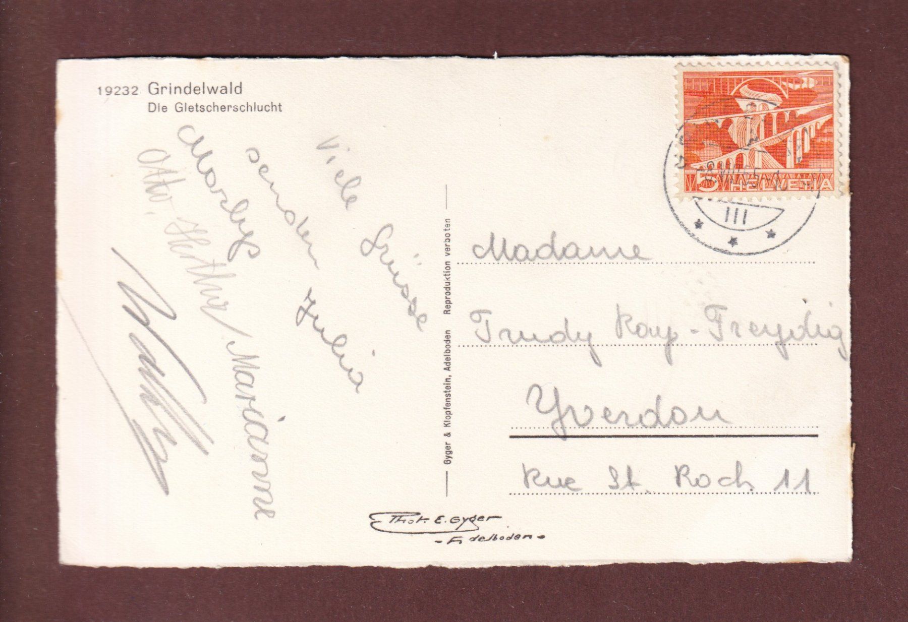 Cartoline postali: GRINDELWALD - Gletscherschlucht - 1955 – Usato da Pully venduto da nicecards 1