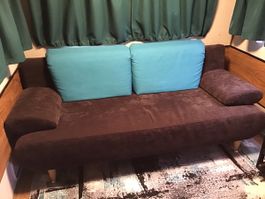 Ausziehsofa mit Bettfunktion braun/türkis