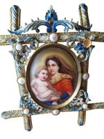 Madonna Porzellanmalerei in Schmuckrahmen