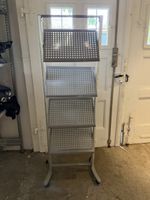 Prospektständer Metall grau rollbar gebrauchter Zustand