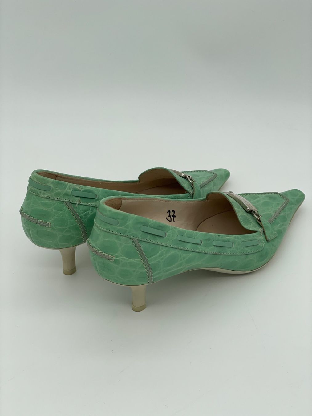 Sergio Rossi Scarpe da donna: Sergio Rossi Croc-Effect Kitten Heel EU 37 Grün – Usato da Zürich venduto da shoe_shop 3