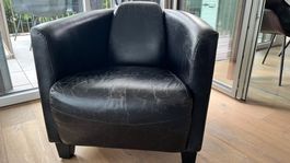 Cocktailsessel schwarz Echtleder gebrauchter Zustand