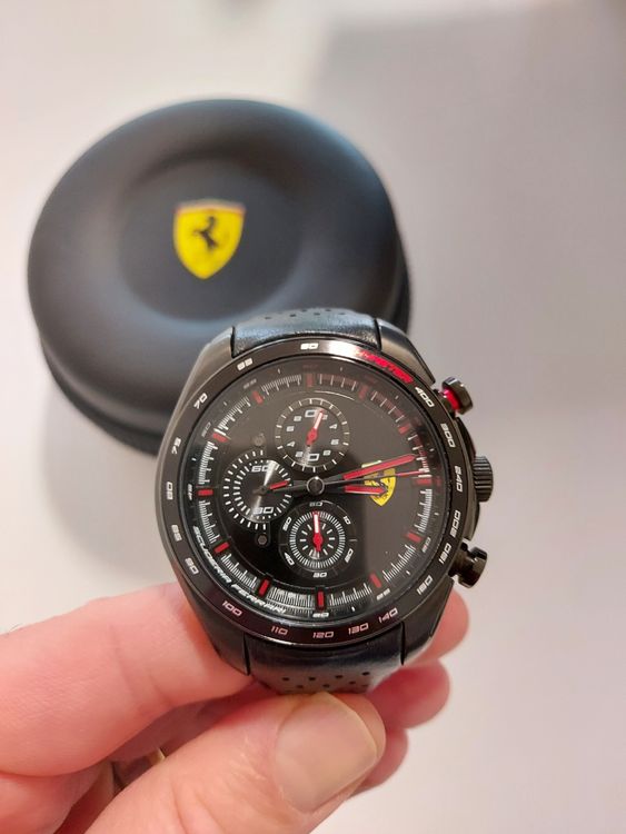 Original Scuderia Ferrari Speedracer Black Leather Herrenuhr (Gebraucht ...