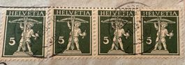 Schweiz Briefmarke: Tell-Knabe-Armbrust, Grün, 3-er Block