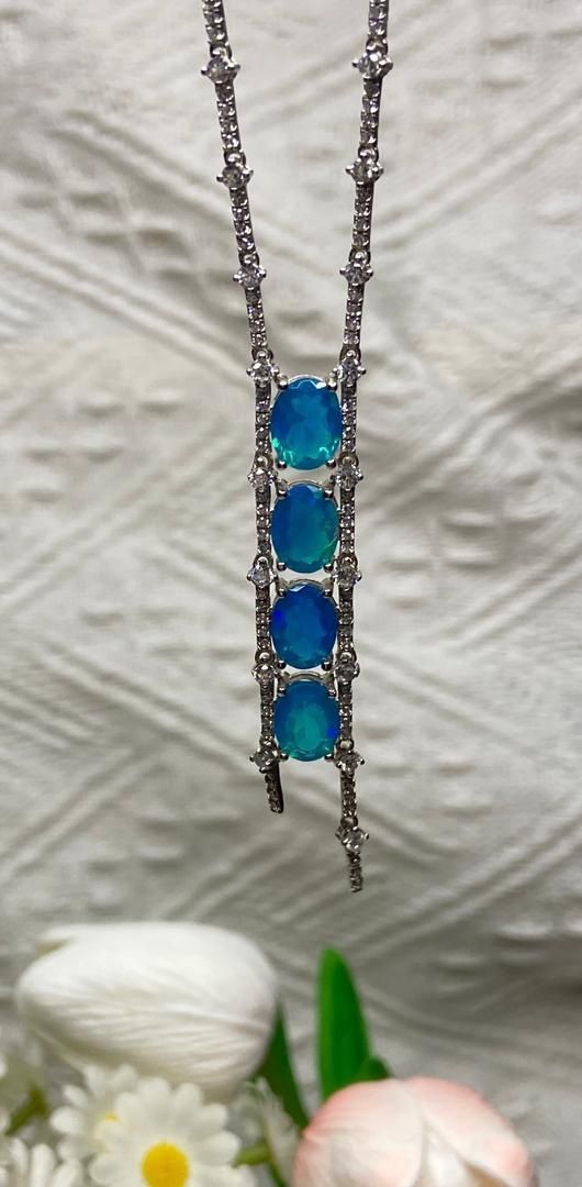 Catenine: Blue Opal Halskette, Asymetrisch Silber 925 – Usato da St. Gallen venduto da GIULESGG 2