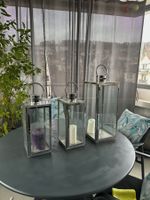 2 Edelstahl Laternen mit Glas – 1 Gross- 1 Klein