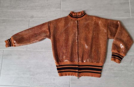 Bomber-Jacke mit Kunstleder-Besatz im Rockabilly Style