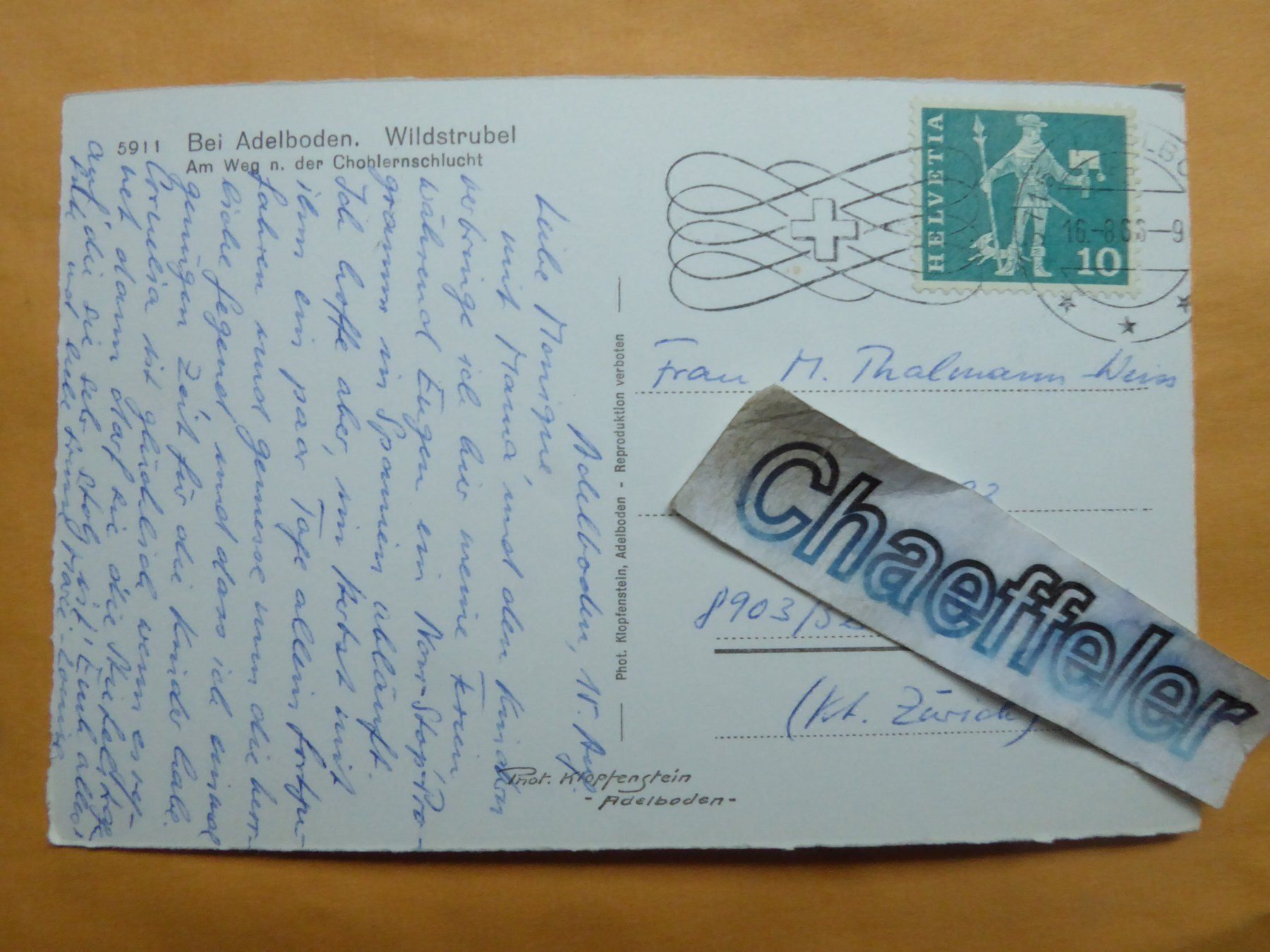 Cartoline postali: 1966 Bei Adelboden. Wildstrubel – Usato da Zürich venduto da Chaeffeler 1