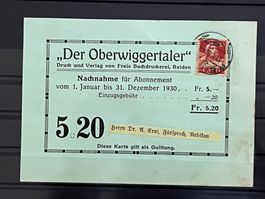 Karte Firma Oberwiggertaler, 1930
