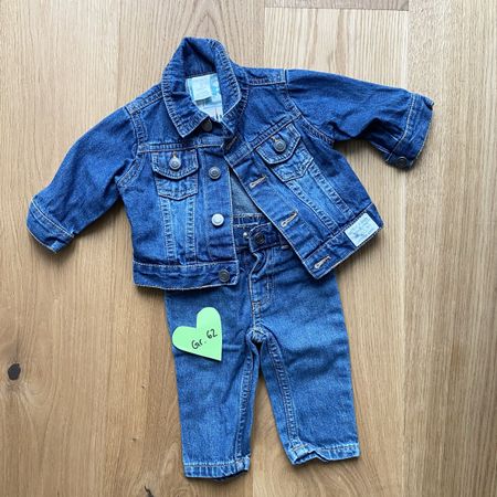 Baby Jeans-Set, Gr. 62, neuwertig, Jacke + Hose, Top!