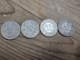 2 Fr.Münzen 1903 4 Stück  Silber 835