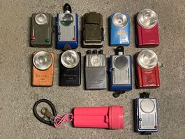 Sammlung alter Taschenlampen Militär Wehrmacht DIAMON Varta