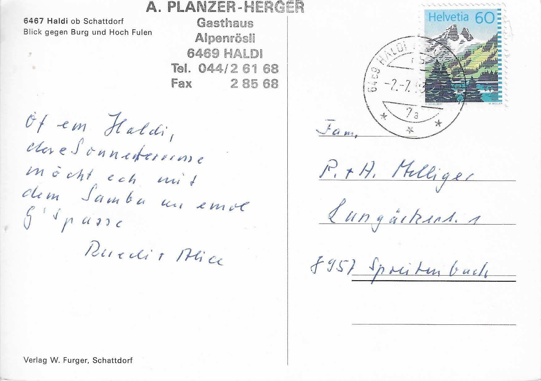 Cartoline postali: Haldi ob Schattdorf UR – Usato da Rothrist venduto da Stranglehold 1
