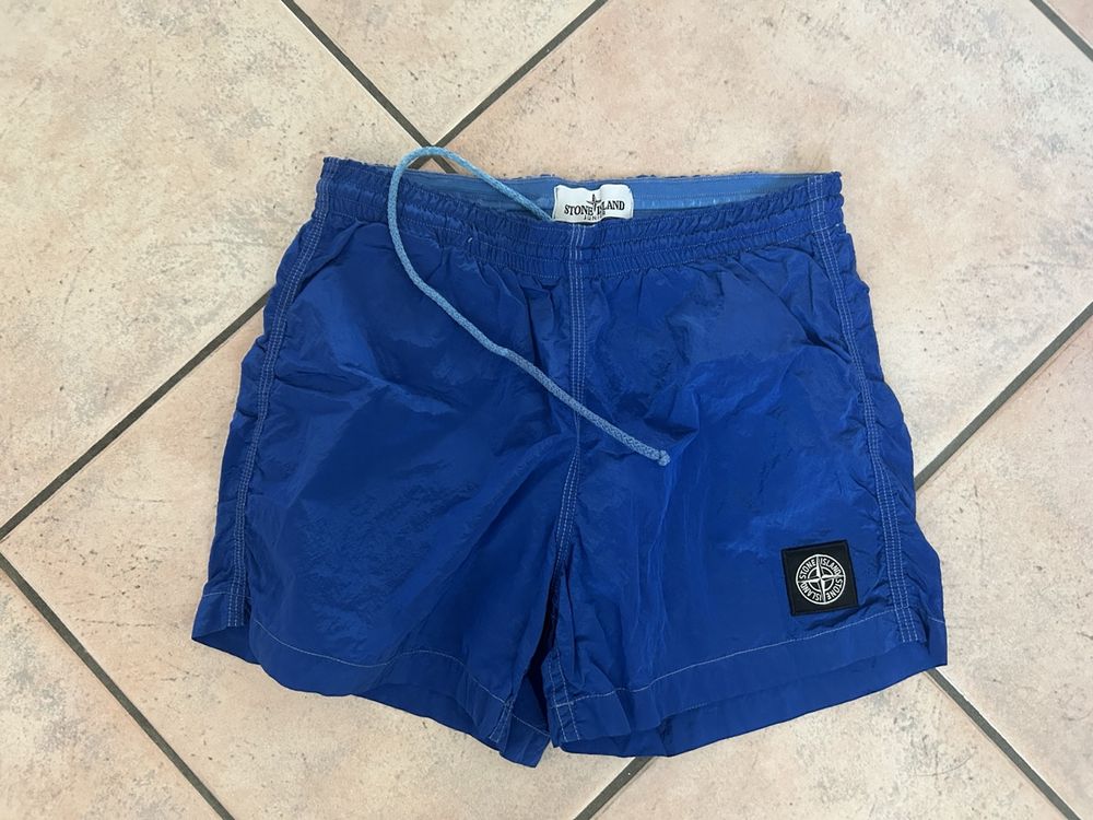 Costume da bagno corto da ragazzo in tinta una blu scuro