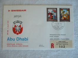 1975 SWISSAIR Erstflug Zürich - Abu Dhabi, FL Marken