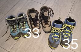 Wanderschuhe Kinder Set drei Paar Grösse 33 und 35