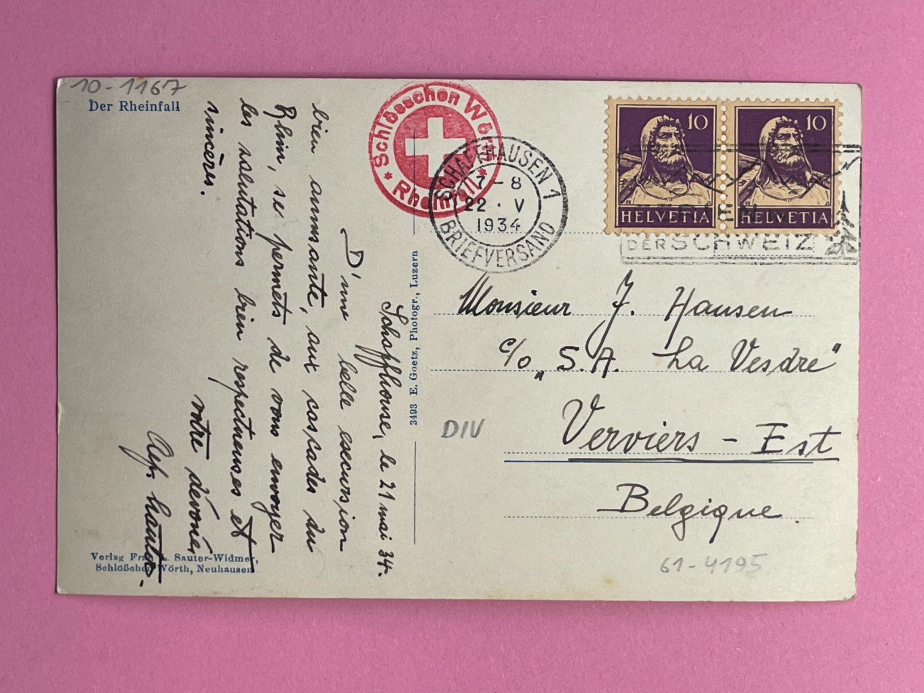 Cartoline postali: Der Rheinfall - 1934 - Mit Stempel Schlösschen Wörth – Usato da Steg VS venduto da _vinci_ 1