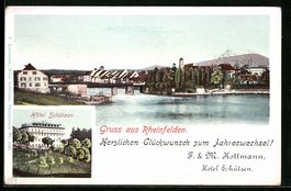 Rheinfelden, Panorama mit Brücke, Hotel