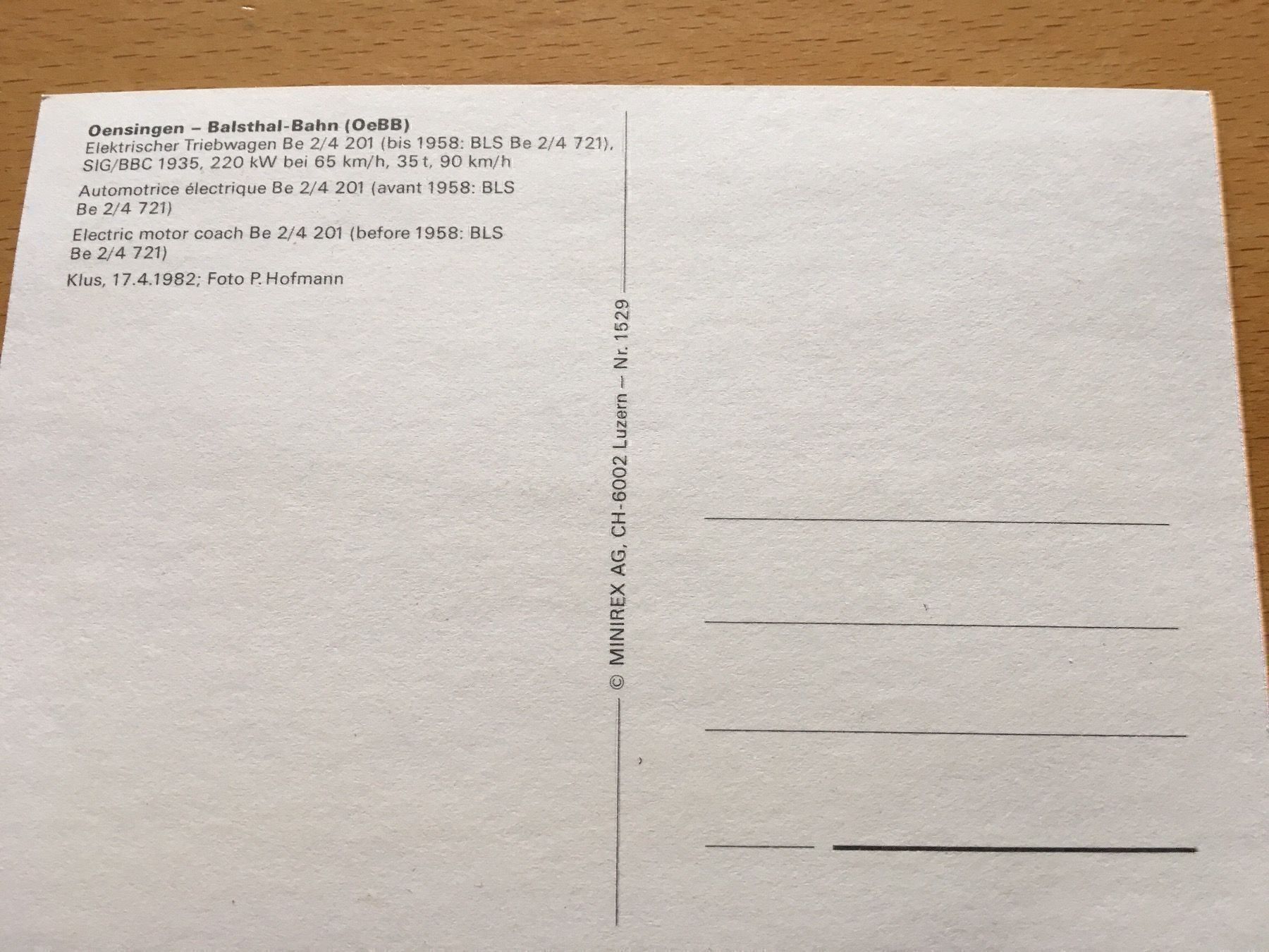 Ansichtskarten: Postkarten Set OeBB – Gebraucht aus Balsthal von Katzenfan99 6
