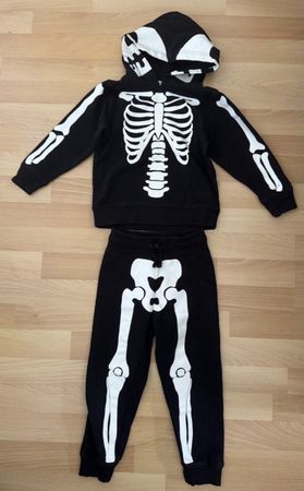 Skelett Kostüm 2-teilig Gr. 98/104 – Halloween / Fasnacht