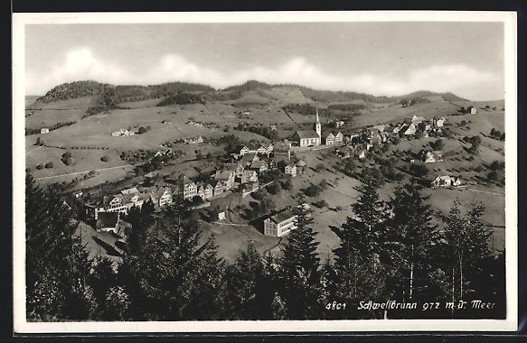 Cartoline postali: AK Schwellbrunn, Teilansicht mit Kirche – Usato da Berlin venduto da bartko-reher