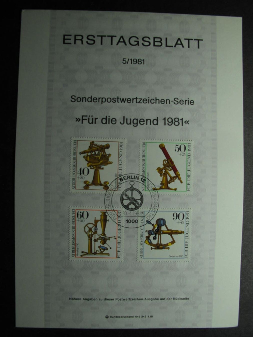 Tutti i francobolli: Berlin 1981 /05 Optische Instrumente Ersttagesblatt – Usato da Wil SG venduto da fva01
