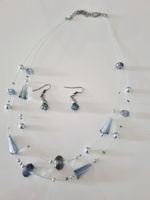 Halskette + Ohrenringe silber-grau