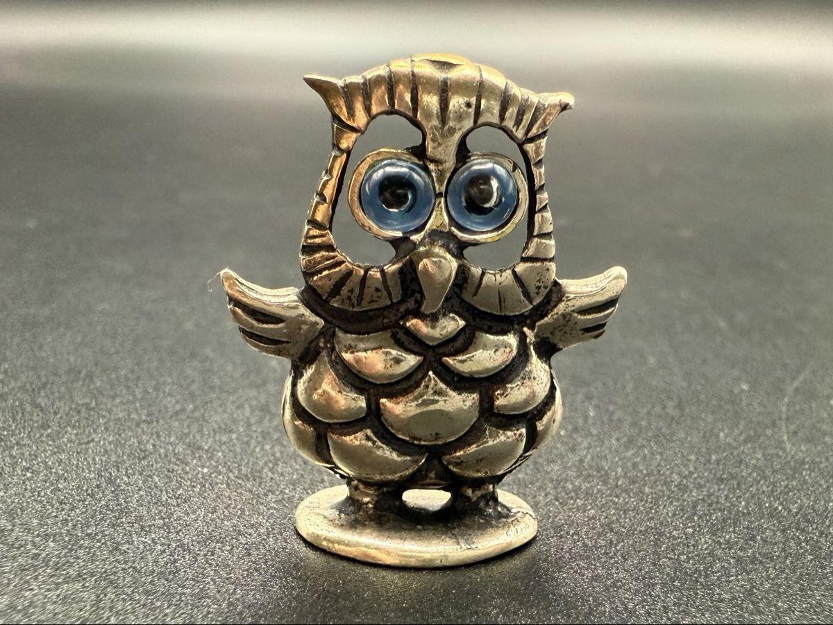 Statuette: Eulenfigur 925 Silber mit blauen Vintage-Augen – Usato da Lamone venduto da LaCantinaMagica 2
