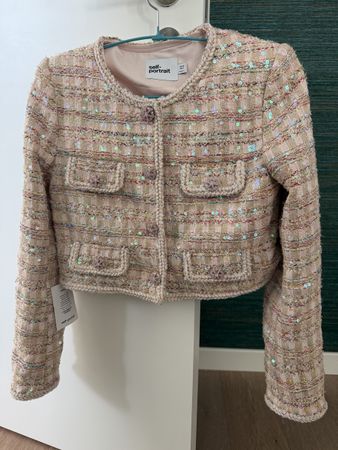 Self-Portrait Tweed Jacke Pailletten Grösse S