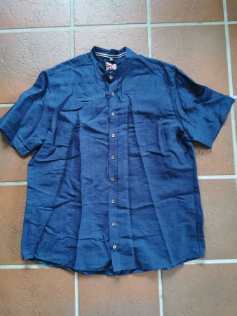 Charles Robertson; blaues Leinen / Baumwolle Hemd Gr. XXL
