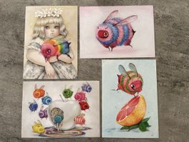 AK mit Kunst von Camilla d' Errico / Mädchen mit Hummel