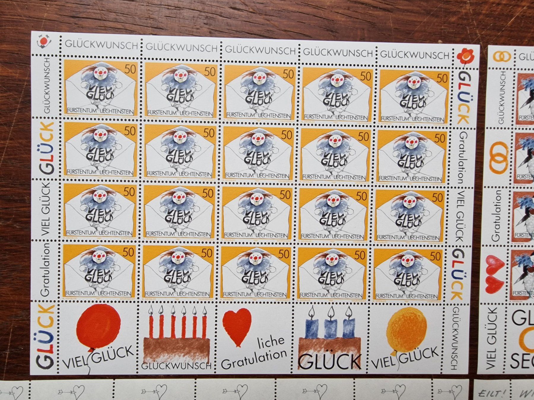 Tutti i francobolli: FL 1992 Serie Bögen "Botschaften" ** /1041/44 – Usato da Aesch LU venduto da briefmarken.uray 1