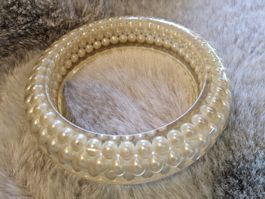 Vintage trendiger 70er Lucite Plexiglas Armreif mit Perlchen