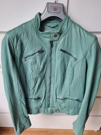 Heine Lederjacke mintgrün Gr. 40 Nappa Leder