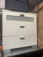 Kommode mit 3 Schubladen weiss matt Metallfuesse