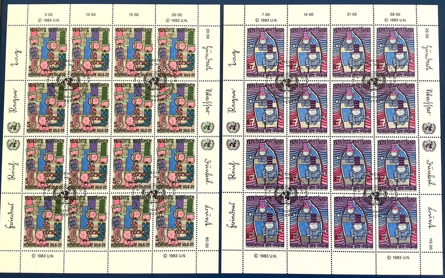 Tutti i francobolli: 1983 -  UNO Wien Bogensatz ET  Gemälde von Hundertwasser – Nuovo (secondo la descrizione) da Liestal venduto da Skunk02