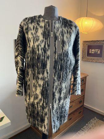 COS Grey & ivory coat alpaca, mohair and wool